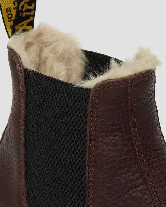 Botines Dr. Martens 2976 Faux Fur Lined Mujer Vino MX-61529